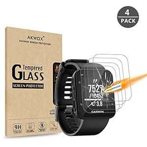 AKWOX Pack of 4 Tempered Glass Screen Protector Garmin Forerunner 35 GPS Running Watch 0.3mm 2.5