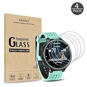 Pack of 4 Tempered Glass Screen Protector Garmin Forerunner 235 225 620 220 Akwox 0.3mm 2.5D Hig