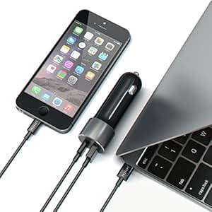 Satechi 48W Car Charger Adapter with Type C and Standard USB A Outputs for Apple Macbook 12in L
