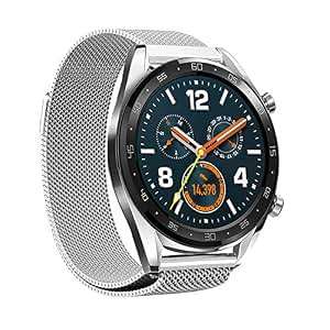 Leafboat Compatible Huawei Watch GT Strap 22mm Adjustable Huawei Watch GT Milanese (Silver Milanese)