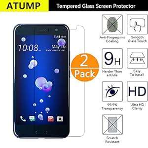 HTC U11 Screen Protector Glass Guard Tempered Glass Atump 2 Pack Premium Tempered Glass Sc (HTC U11)