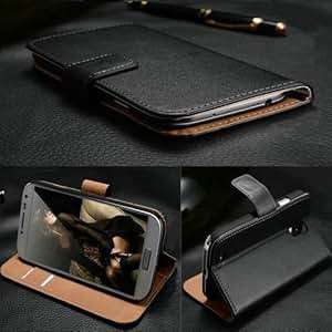 Zonewire BLACK GENUINE REAL LEATHER WALLET CASE COVER & SCREEN PROTECTOR FOR SAMSUNG GALAXY A3 20