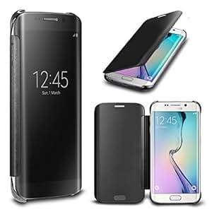 CLEAR VIEW SMART CASE COVER FOR SAMSUNG GALAXY S7 EDGE WITH MIRROR EFFECT (BLACK)