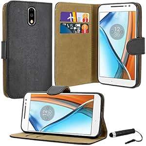 Motorola Moto G4 Case, Premium Quality Leather Wallet Case Cover Comes with Moto G4 Screen Protecto