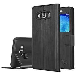 Galaxy J5 Case SAVFY View Cover Flip Folio Window Case for Samsung Galaxy J5 2016 Black