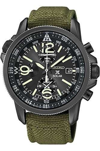 Seiko SSC295P1 Prospex Men's Solar Military Alarm Chronograph 100m Water Resistant,SSC295