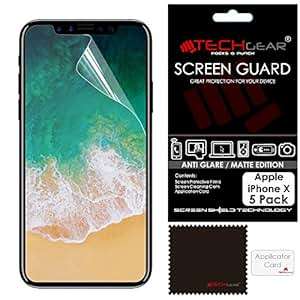 TECHGEAR Pack of 5 ANTI GLARE Screen Protectors iPhone Xs/iPhone X MATTE Screen Protectors Compa