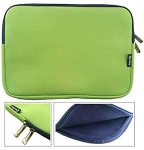 Emartbuy Green/Blue Water Resistant Neoprene Soft Zip Case Cover Sleeve Blue Interior & Zip Sui