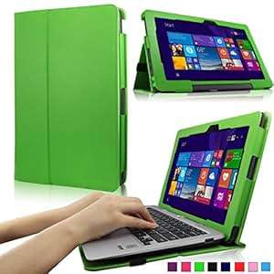 Infiland ASUS Transformer Book T200TA-C1-BL 2-in-1 Detachable 11.6 Laptop Folio PU Leather S (Green)