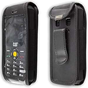 caseroxx Leather-Case with belt clip for CAT B30 made of real leather with belt-clip in black