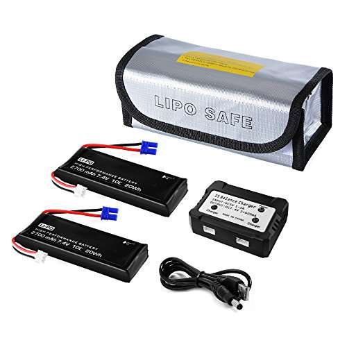 XCSOURCE 2pcs 7.4V 2700mAh 10C 20Wh LiPo Battery + USB Balance Charger for Hubsan H501S Quad Drone B
