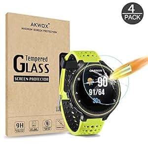 4 Pack Tempered Glass Screen Protector Garmin Forerunner 235 225 630 620 220 230 AKWOX 0.33mm 2.