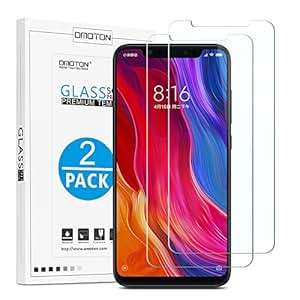 OMOTON 2 Pack Xiaomi Mi 8 Screen Protector Tempered Glass Xiaomi Mi 8 2.5D Round Edge 9H Ha