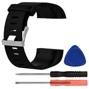 KOBWA Replacement Band For Fitbit Surge Silicone Wristband Strap With Clasp Buckle and 3 Pcs Tools F
