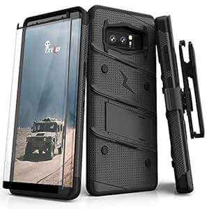 Zizo 1BOLT-SAMGN8-BKBK Samsung Galaxy Note 8 Case FREE Curved Full Glass Screen Protector Kickstand