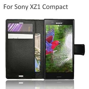 Newzerol PU Leather Flip Case Sony Xperia XZ1 Compact Phone Case 4.6 Drop Against Used as Ph