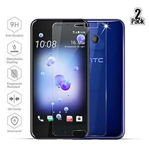 Pack of 2 HTC U11 Tempered Glass Screen Protector Beyeah Accessories with 2.5D/Temp (HTC U11)(Clear)