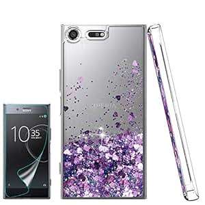Xperia XZ Premium Case Atump Love Hearts Series Clear Flexible Bling Sparkly Glitter Liquid Slim Fit