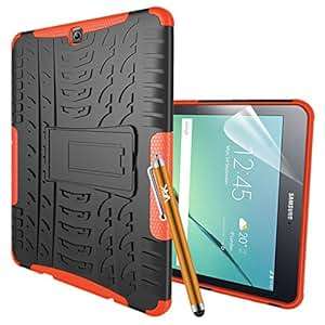 Samsung Galaxy Tab S2 9.7 Case Impact Resistant Rugged Armour Dual Layer Shockproof Hard (Orange)