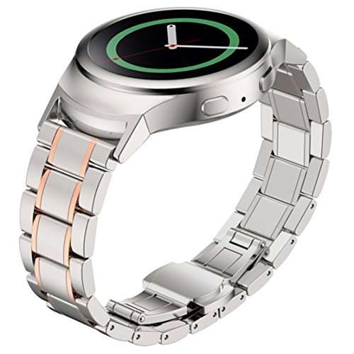Dreaman Stainless Steel Watche Band + Connector For Samsung Gear S2 RM-720 Rose Gold