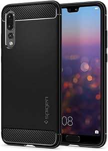 Spigen Rugged Armor Black Case Compatible Huawei P20 Pro Original Carbon Fiber Design Shock Abso