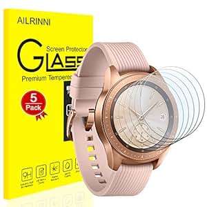 AILRINNI Samsung Galaxy Watch 42mm Screen Protector 5 Pack 0.33mm Tempered Glass Anti-Scratch Anti-S