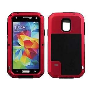 LOVE MEI Aluminum Metal Gorilla Shock Waterproof Case Cover for Samsung Galaxy S5 I9600 Red