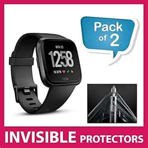 Ace Case Fitbit Versa Screen Protector INVISIBLE Front Shield PACK OF 2 Military Grade Protection Ex