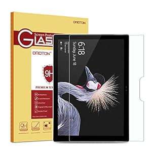 OMOTON Microsoft Surface Pro 12.3 2017/Surface Pro 4 Screen Protector Tempered Glass with Scratch Re