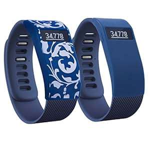 Greatfine cases accessories for Fitbit Charge/Fitbit Charge HR band cover (DarkBlueBlossom)