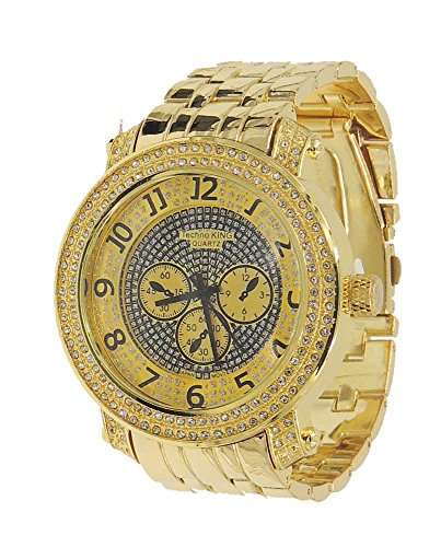 Iced Out Pave Gold Tone Hip Hop Men's Bling Bling Watch