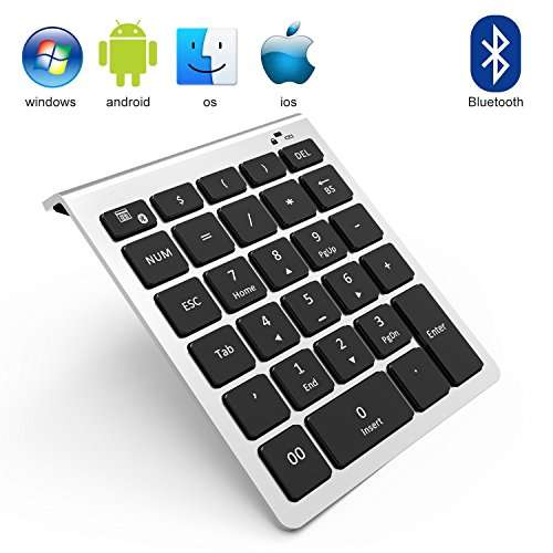 Bluetooth Number Pad; Vive Comb 28-Key External Numeric Keypad with Shortcuts Nu