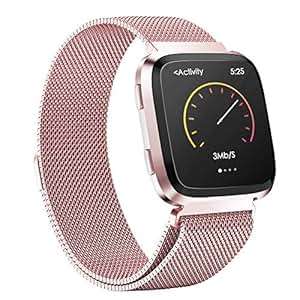 AdePoy Fitbit Versa Strap Bands Milanese Stainless Steel metal mesh Wristbands Unique Magne