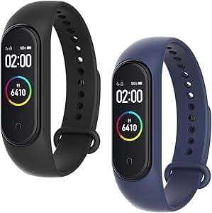 WD&CD 2 Pack Silicone Strap Compatible Xiaomi Mi B3/4 Adjustable Colourf (BlackNavy blue)