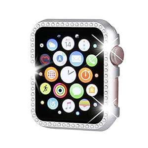 Henstar Compatible Apple Watch Case 38mm Compatible iWatch Face Bl (38 mm)(Silver-Diamond)