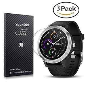 Youniker 3 Pack Garmin Vivoactive 3 Screen Protector Tempered Glass Garmin Vivoactive 3 Screen Prote