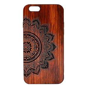 Tping Natural Wood Bamboo and Hard PC Bumper Carvings Pattern Design Creative Phone Protective Case