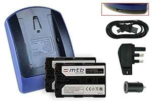 2 Batteries Charger USB/Main/Car FM500H Sony DSLR Alpha A200 A300 A350.../SLT-A57 A58 A65.....