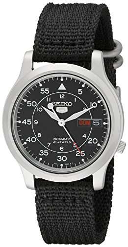 Seiko Men's SNK809 Seiko 5 Automatic Stainless Steel Watch with Black Canvas Strap