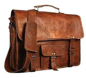 Krish 15 Vintage Leather Messenger Soft Leather Briefcase Satchel Laptop