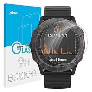 Olycism Compatible Garmin Fenix 6X Pro Screen Protector 2 Pack High Definition Premium Tempered