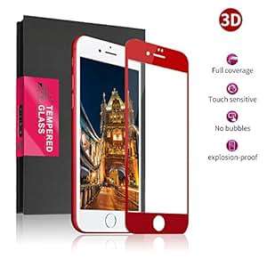 iPhone 7 Plus Screen Protector Tempered Glass Meidu 3D Full Coverage Bubble-Free Instal (Red Screen)