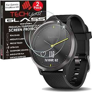 TECHGEAR 2 Pack Screen Protectors fits Garmin VivoMove HR GLASS Edition Genuine Tempered Glass Scree