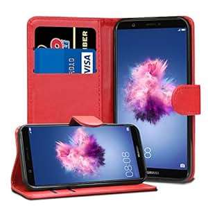 Huawei P Smart Cases Premium Red Wallet Leather Flip Case Cover Huawei P Smart Card Holder Magne