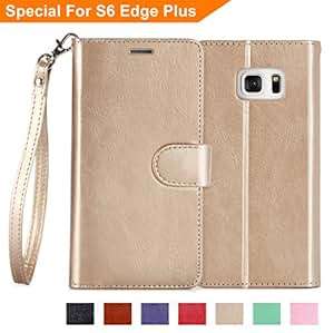 Galaxy S6 Edge Plus Case, Samsung Galaxy S6 Edge Plus Case, Fyy [Luxury Gold] Premium PU Leather Ca