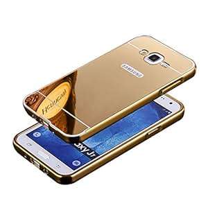 HICASER Luxury Metal Aluminum Bumper for Samsung Galaxy J5 Case Detachable Mirror Hard Back 2 in
