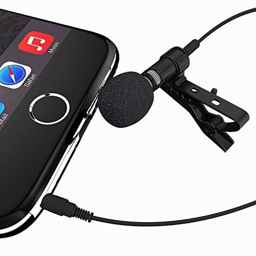BONUSIS Deluxe Lavalier Lapel Clip-on Omnidirectional Condenser Microphone for Apple Iphone, Ipad, I