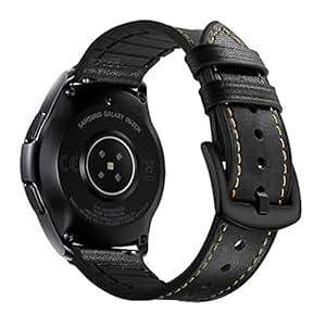 YOOSIDE Samsung Galaxy Watch 42mm Watch B20mm Quick Release Soft Genuine Leather Hyb (Black)