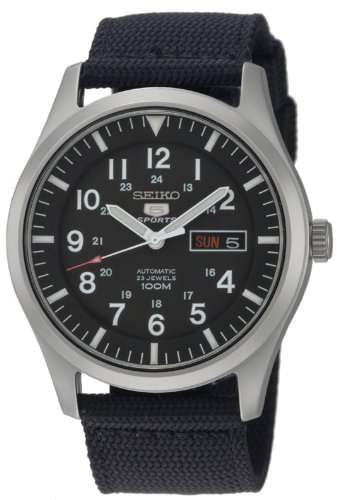 SEIKO 5 SPORTS Automatic made in Japan Black Dial Nylon Strap Watch SNZG15J1 Men's