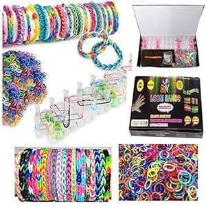 Colourful Loom Bands To Make Your Own Kit Plus 600 Bands & 24 S-Clips & Loom Board Pick Tool